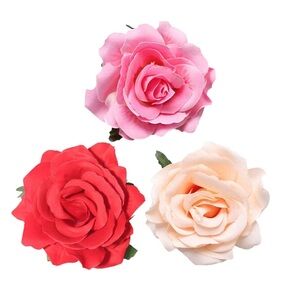 Set of 3 Rose Flower Hair Clips Spring Summer Hair Accessories for